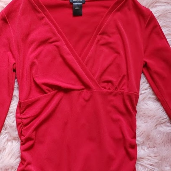 NWOT Ann Taylor Ruched V-Neck Stretch Top Size XS - Picture 5 of 7